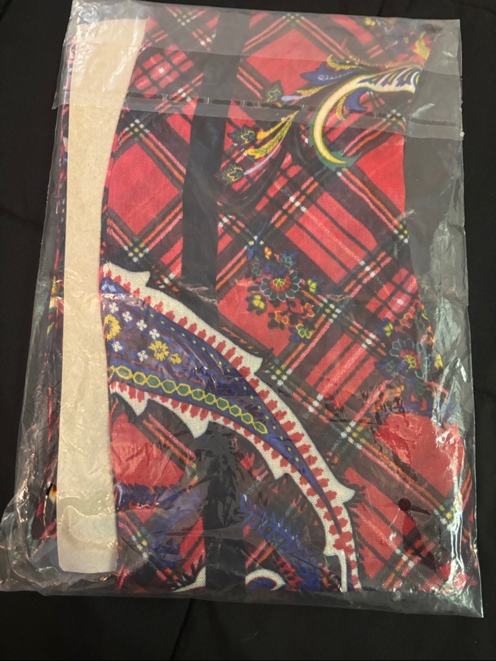 Talbots Women's Red Plaid Paisley Scarf - Picture 4 of 4
